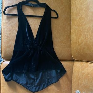 Black velvet halter top